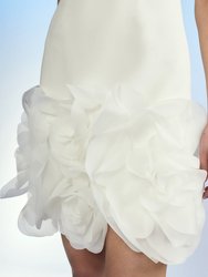 Kourtney Organza Flower Hem Dress - White