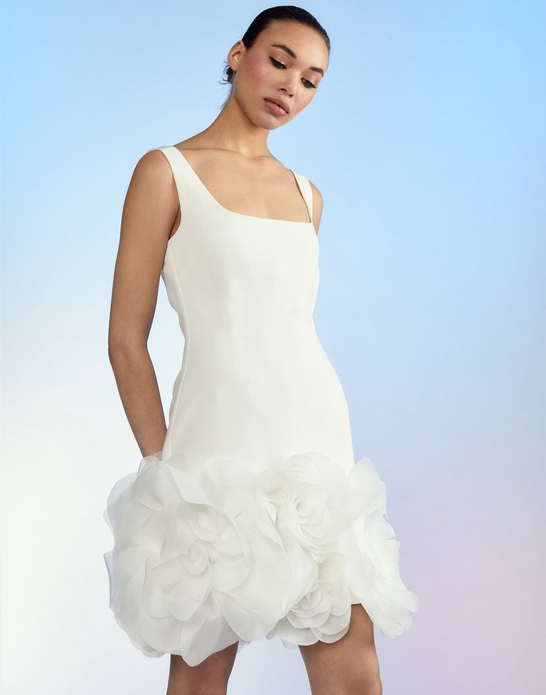 Kourtney Organza Flower Hem Dress - White