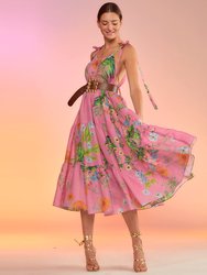 Layla Linen Halter Dress - Pink - Pink
