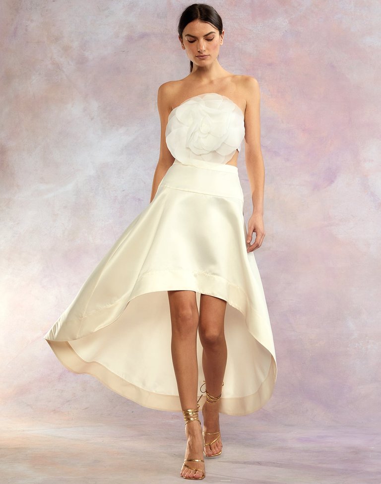 Livia Satin Skirt - White - White