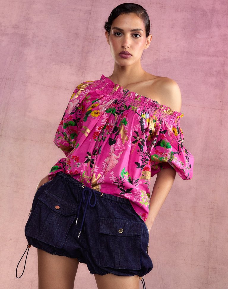 Malta Off Shoulder Blouse - Pink Floral