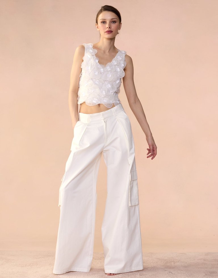 Marbella Cotton Cargo Pant - White