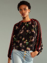 Midnight Garden Blouse - Black Floral