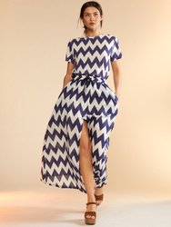 Mosaic Skirt - Navy Chevron 