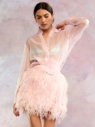 Organza Button Down Shirt - Light Pink