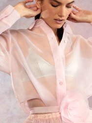 Organza Button Down Shirt - Light Pink