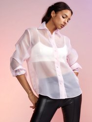 Organza Button Down Shirt - Light Pink