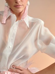 Organza Button Down Shirt - White