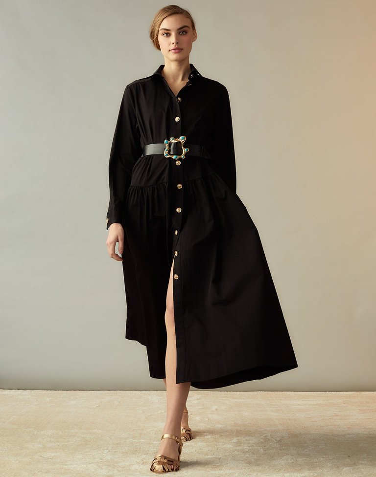 Perennial Shirt Dress - Black - Black