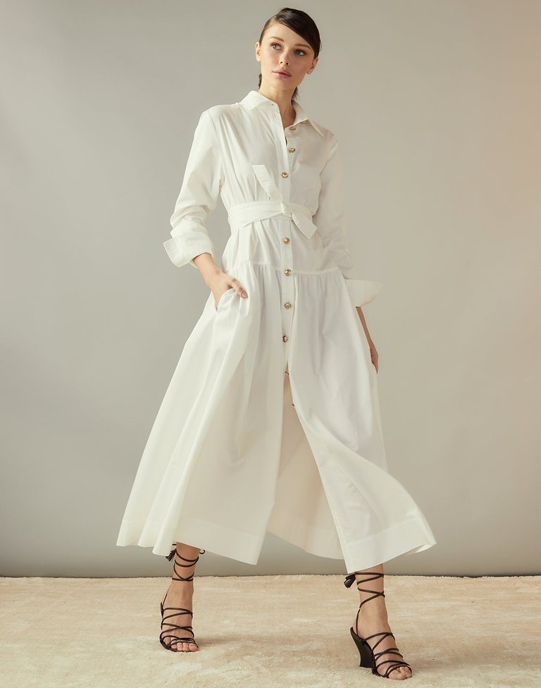 Perennial Shirt Dress - White - White