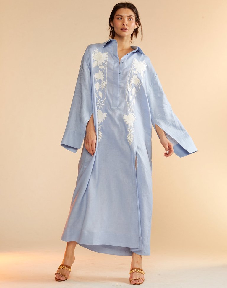 Piana Embroidered Dress - Blue