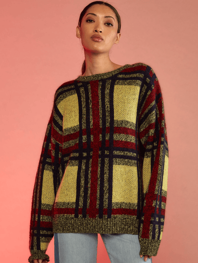 Cynthia Rowley Plaid Mohair Sweater - Yellow Plaid product