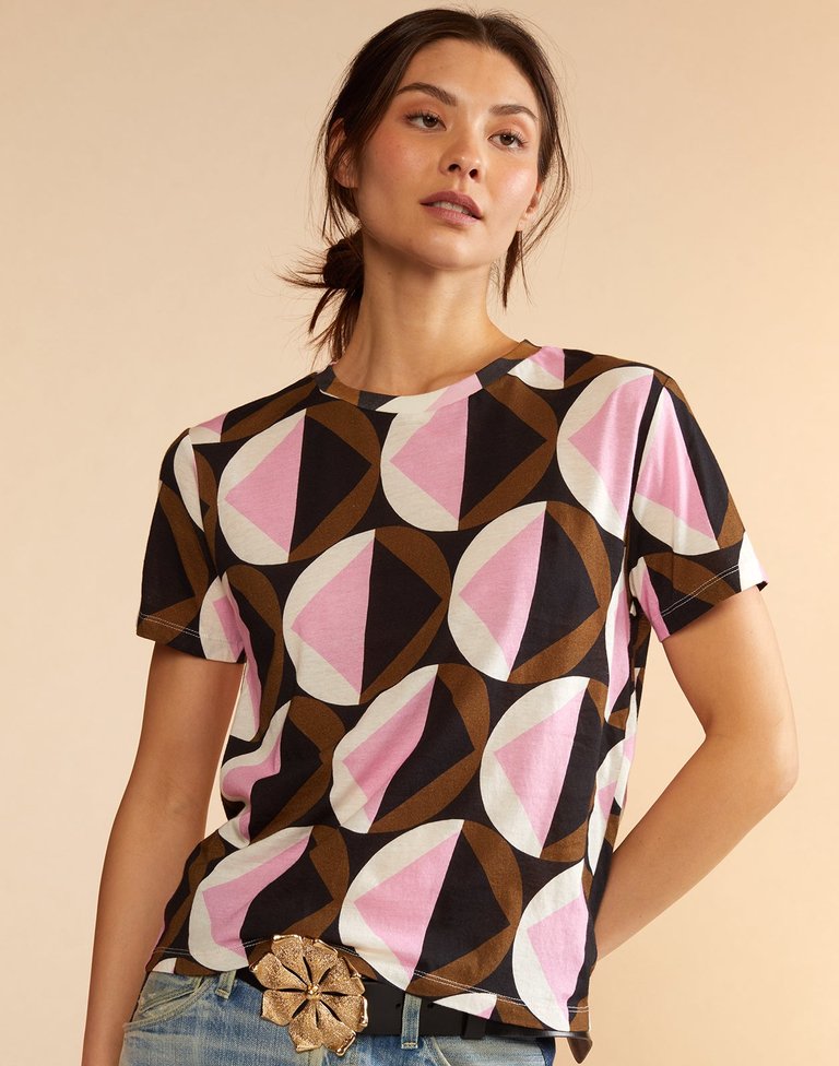 Cynthia Rowley Pink Geo Printed T-Shirt - Pink Geo | Verishop