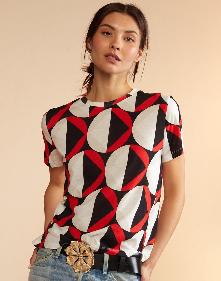 Cynthia Rowley Red Geo Printed T-Shirt - Red Geo | Verishop