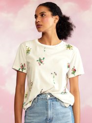 Printed T-Shirt - White Floral - White Floral