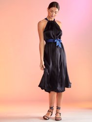 Salerno Silk Halter Dress - Black