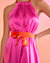 Salerno Silk Halter Dress - Hot Pink