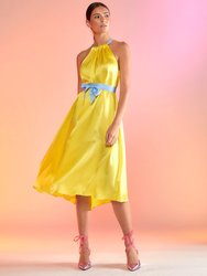 Salerno Silk Halter Dress - Yellow - Yellow