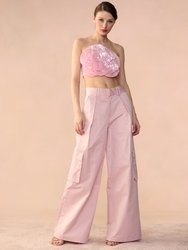 Sequin Flower Bandeau Top - Light Pink - Light Pink