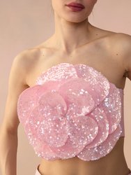 Sequin Flower Bandeau Top - Light Pink