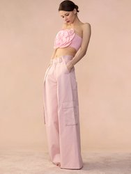 Sequin Flower Bandeau Top - Light Pink