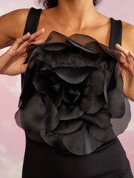 Sofia Organza Flower Dress - Black