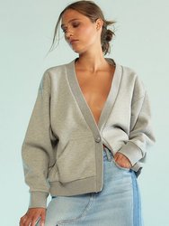 Sweatshirt Cardigan - Grey - Grey