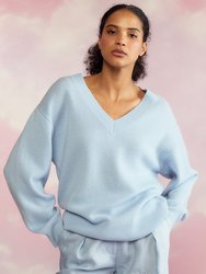 Talia V-Neck Sweater - Blue - Blue