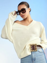 Talia V-Neck Sweater - Cream