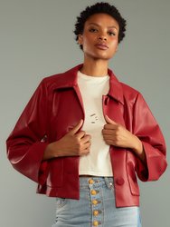 Vegan Leather Jacket - Red