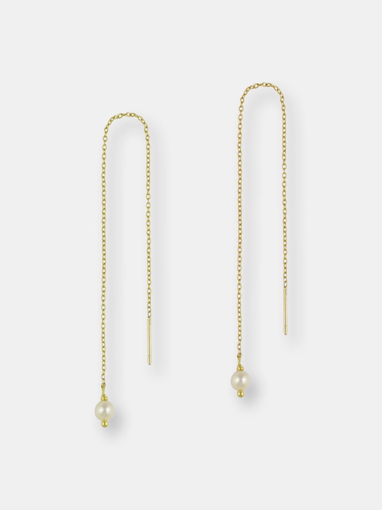 Baby Pearl Threader Earrings - Gold