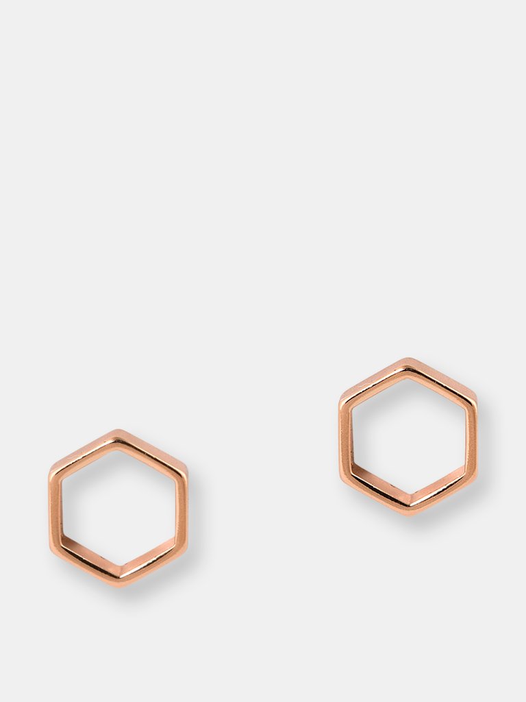 Beeline Hexagon Studs - Rose Gold