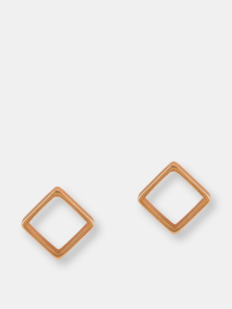 Diamond Line Studs - Rose Gold