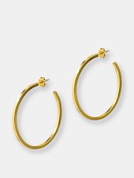 Gold Large Square Edge Hoops - Gold