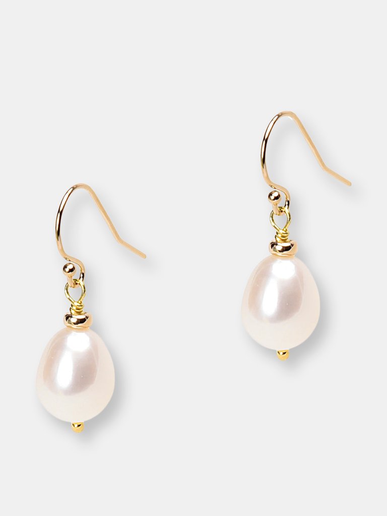 Gold Pearl Droplet Earrings - Gold