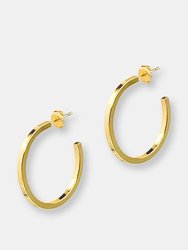 Gold Small Square Edge Hoops - Gold