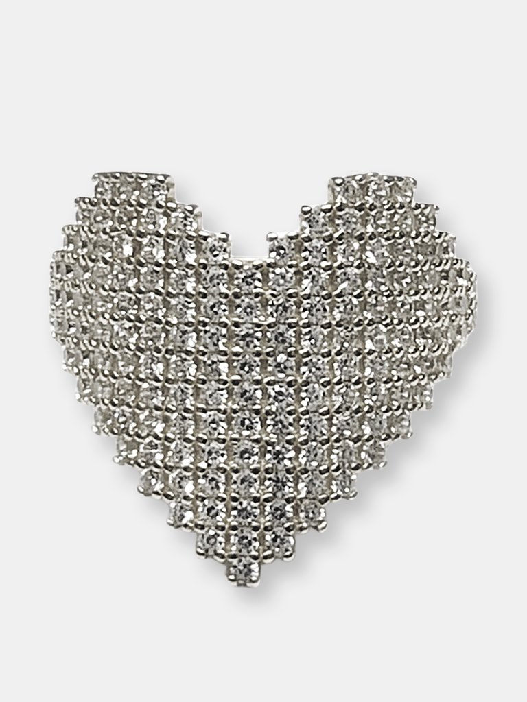 Heart Hug Ring - Rhodium