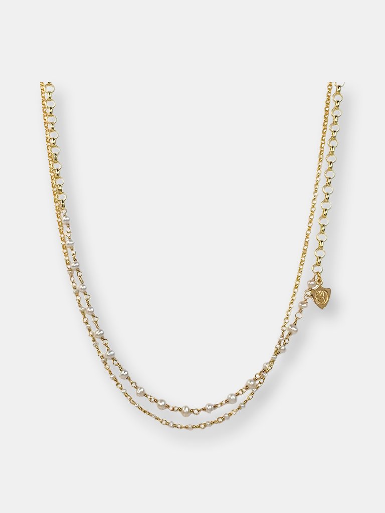 Mixed Pearl Layered Necklace - Gold