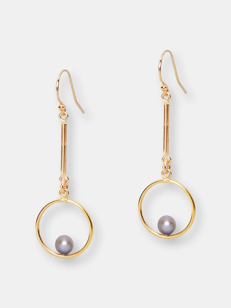 Pearl Pendulum Earrings - Gray
