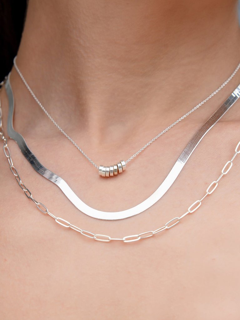 Silver Herringbone Chain Necklace