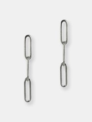 Silver Paper Clip Earrings - Silver