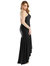 Pleated Wrap Ruffled High Low Stretch Satin Gown with Slight Train - CS111