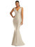 Shirred Shoulder Stretch Satin Mermaid Dress with Slight Train - CS100 - Champagne