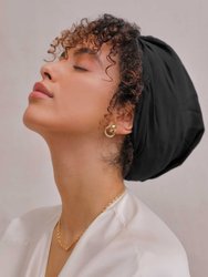 Machine Washable 100% Silk Hair Turban For Sleeping in Black - Black