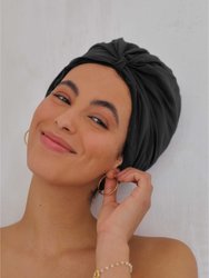 Machine Washable 100% Silk Hair Turban For Sleeping in Black