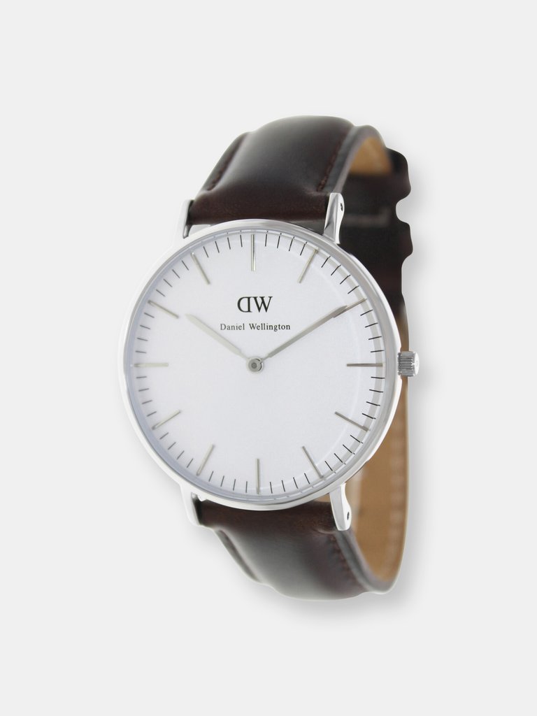 Daniel Wellington Women's Bristol 0611DW Brown Leather Japanese Quartz Fashion Watch - Brown