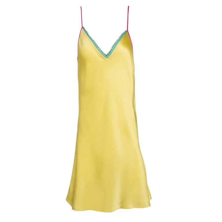 Citron Lace-Trim Mini Slip Dress - Citron