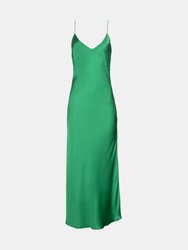 Emerald Long Silk Slip Dress - Emerald