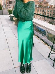 Emerald Long Silk Slip Dress