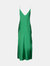 Emerald Long Silk Slip Dress